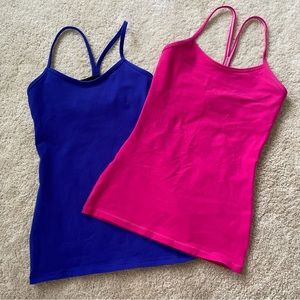 Lot of 2 Lululemon Power Y Tanks sz 4 Hot Pink Purple Yoga Athletic